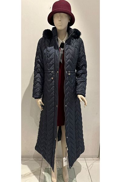 Kayra Καπιτονέ παλτό με γούνινο γιακά Navy Blue