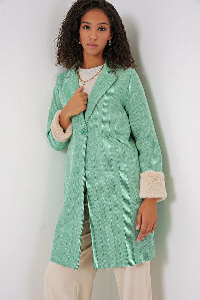 Bigdart 9085 Balık Sırtı Kaşe Kaban - E.Yeşil