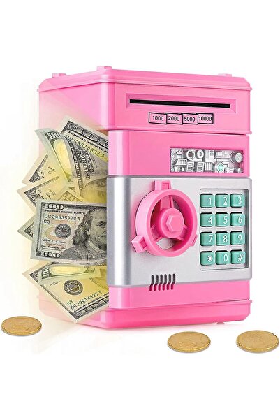 qasul Mini Atm Çocuklar için Para Kutusu Güvenli Kumbara.Elektronik Para Kasa...