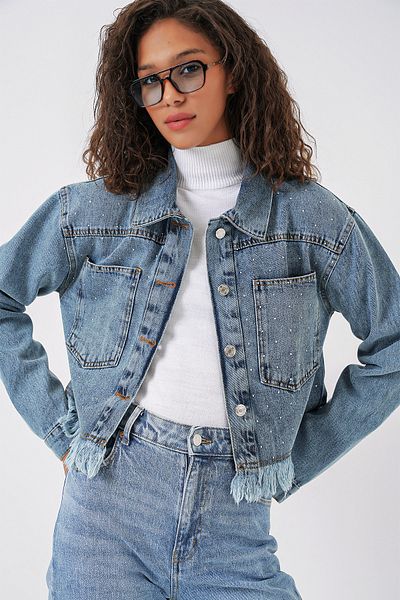 Bigdart 0716 Double Pocket Crop Τζιν Μπουφάν - Μπλε