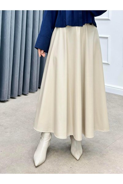 bezenstore DERİ ETEK BEJ