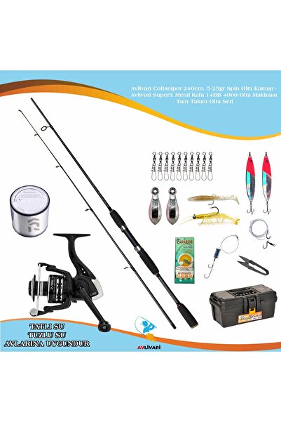 Avlivari Coltsniper 240cm. 5-25gr Spin Olta Kamışı - Avlivari Superx Metal Kafa 14bb 4000 Olta Makin