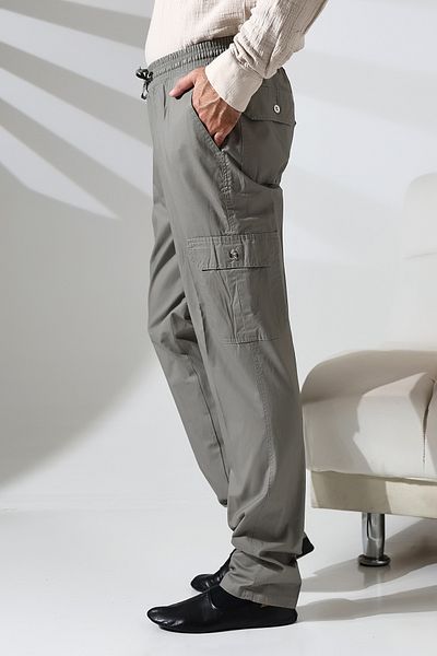 ihvanonline Gray Men's Cargo Pants - Side Pocket and Elastic Waist