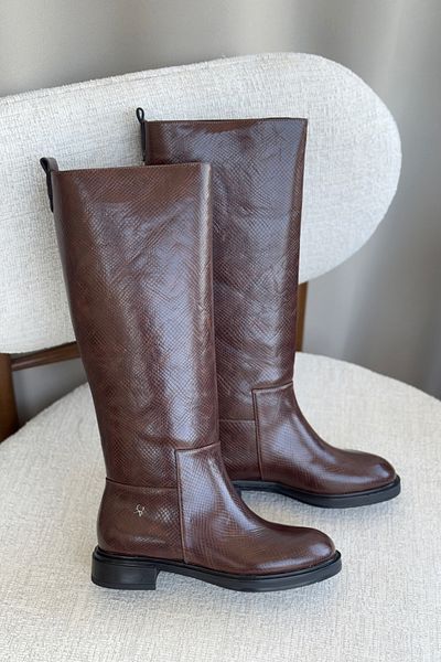 GOFFSHOES Γυναικείες μπότες πόρπης με επίπεδη σόλα Poter - Καφέ-Κροκό