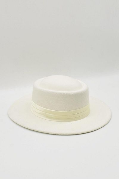 Külah Round Cut White Women's Fedora Hat