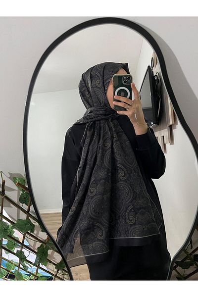 Merwiss Ethnic Retro Patterned Soft Black Brown Shawl