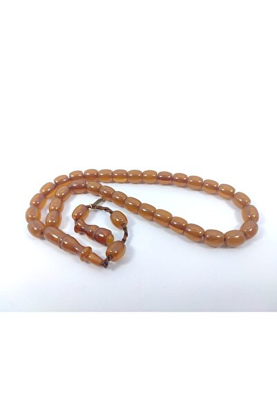 İskeçe Tesbih محمد داباس ماستر - قطعتين مصقولة ومفصلة من العنبر 6383