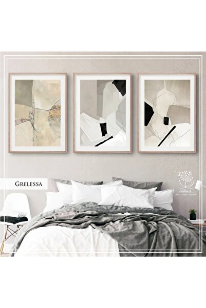 Tablomtr Metal Çerçeveli Gerçek Camlı Tablo GrelessaP 3 Lü Set