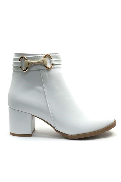 Kids Club Shoes Feles Hümo Buckle Λεπτομερείς Γυναικείες Μπότες με τακούνι ΛΕΥΚΟ