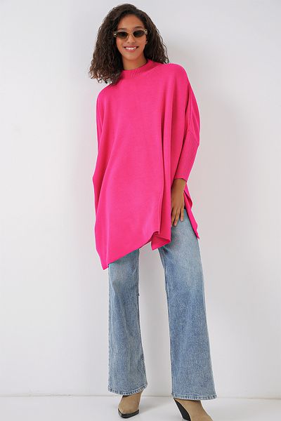 Bigdart 15783 Poncho-Pullover mit Schlitz – Fuchsia