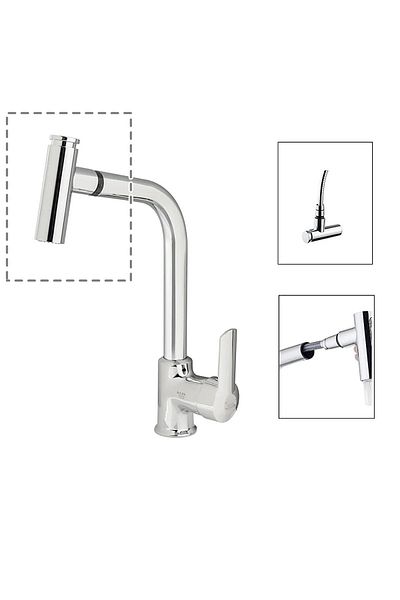 yapıtaşı Build Stone Yt251 - Elite Spiral Kitchen Sink Faucet, 2 Functions Hand Shower