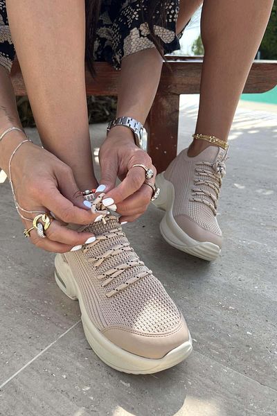 Bambi Beige Knitwear Women's Sneaker K01932430782