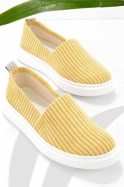 Bambi Gelber Stoff Damen Freizeitschuhe K 01122001004