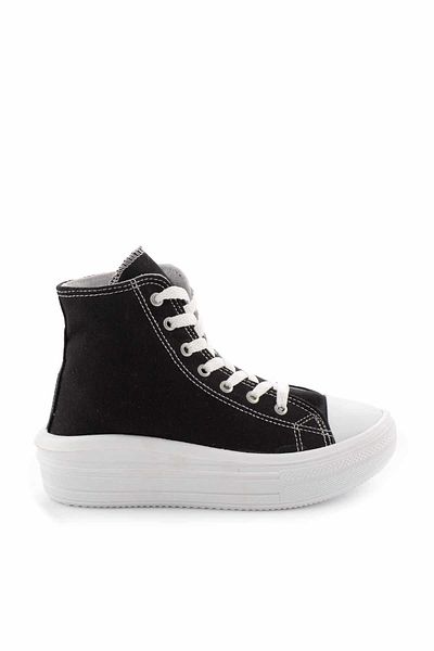 Bambi Damen-Sneaker K aus schwarzem und weißem Leinen 01149050018