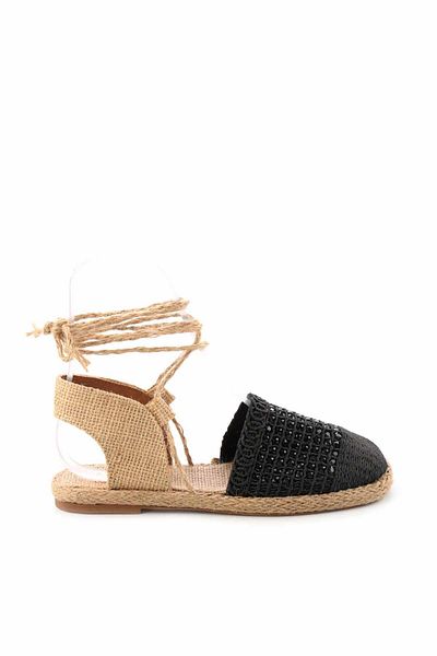 Bambi Schwarze gestrickte Espadrille für Damen K01874012416