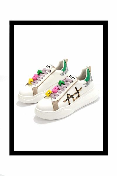 Bambi White Green Women's Sneaker K01791071809
