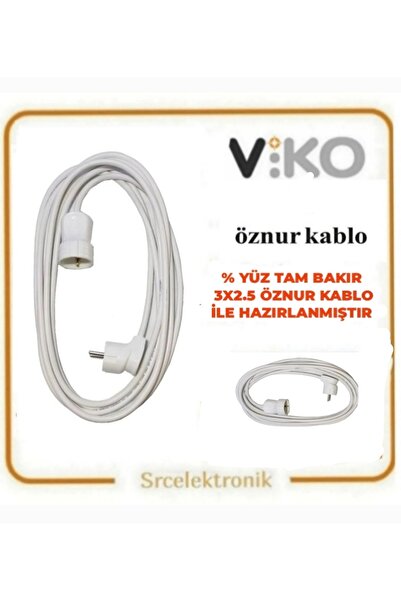 VİKO Tekli̇ Uzatma Seyyar Kablo (8 Metre) ( 3x2.5 Ttr Öznur Kablo Tam Bakır) ...