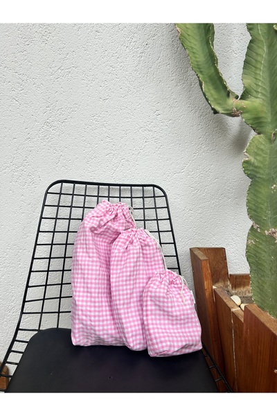 Sumicorn Design Pembe Pötikareli Ekolojik Büzgülü Bez Kese,poşetlik,mutfak Me...