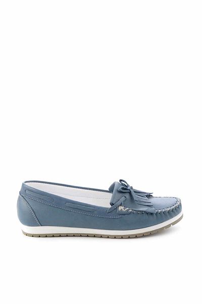 Bambi Denim Blue Leather Women's Loafer Shoes K 01529620703