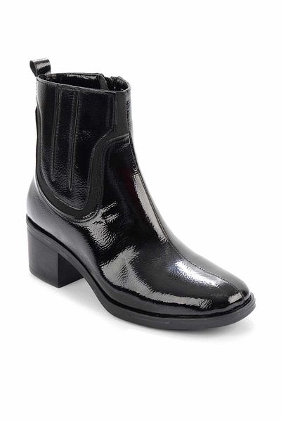 Bambi Black Wrinkled Patent Leather Women's Boots & Bootie K02260021008