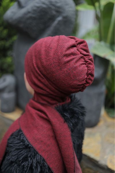 OykumBone Winter Scarf Hijab Bonnet Shawl
