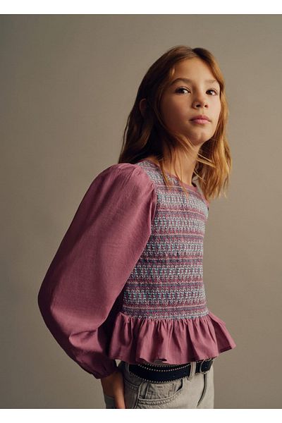 MANGO Kids Μπλούζα με σχέδιο κηρήθρας