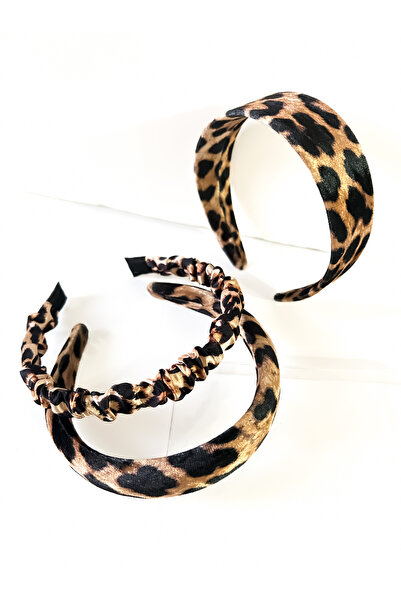 CSR AKSESUAR Σετ 3 λεοπάρ βελούδινο και σατέν στέμμα