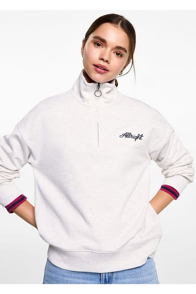 Mango Teen Written and Hooded Zippered Sweatshirt