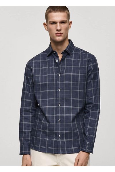 MANGO Man Checked cotton regular fit shirt
