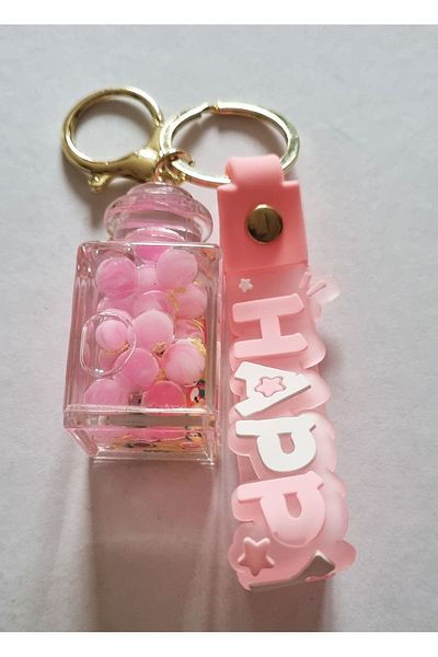 Modellino Gift Kawaii Crystallized Watery Keychain Silicone Bracelet & Bag Ornament - Pink Candy Jar
