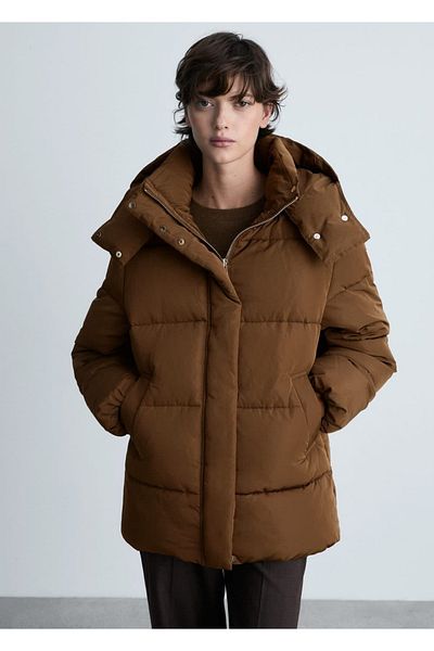 MANGO Woman Hooded Quilted Midi Anorak