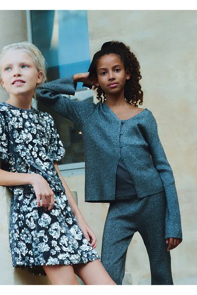 MANGO Kids Πλεκτή ζακέτα Lurex