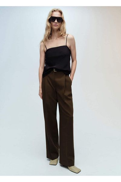 MANGO Woman Satinbluse mit dünnen Trägern