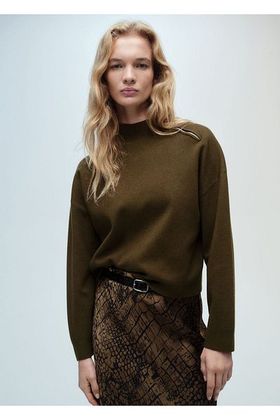 MANGO Woman Zippered perkins collar sweater