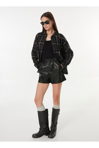 Benetton Normal Sivri Yaka Antrasit Kadın Gömlek 5RGLDQ09U