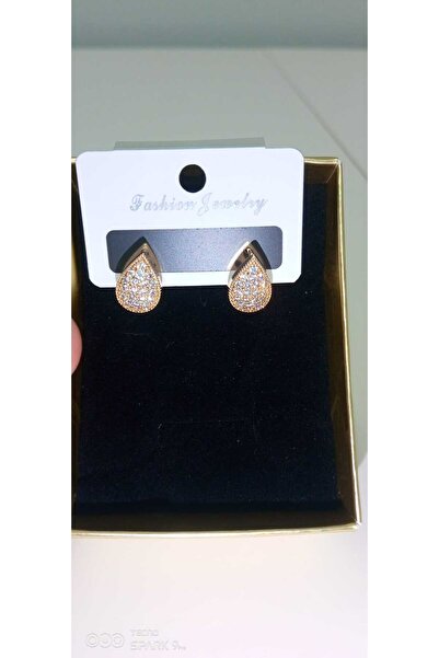 NİSA HOME Su Damlası Çelik Taşlı  Küpe Şık tasarım Sevgiliye hediye