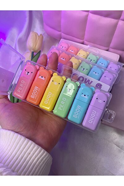 TATLIŞ Mini kutulu pastel tonlarında fosforlu kalem , 1 kutu 6 adet renkli kalem