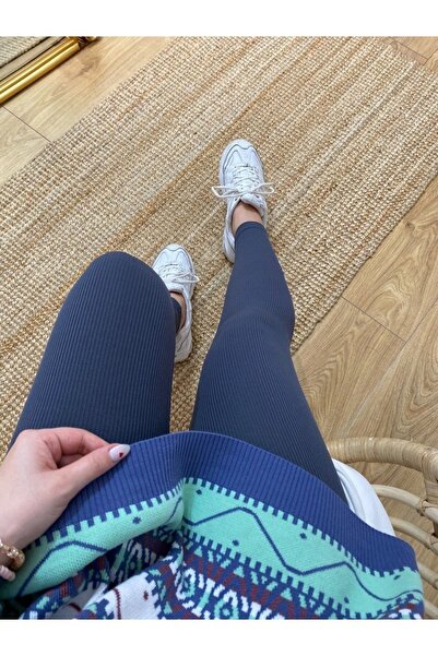 Gala Yüksek Bel Fitilli Örme Toplayıcı Tayt