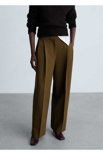 MANGO Woman Pleated Straight Cut Trousers