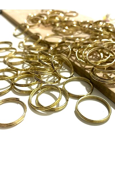 sywoods حلقة مفاتيح صف مزدوج بدون سلسلة مقاس 2.5 سم باللون الأصفر (100 قطعة)