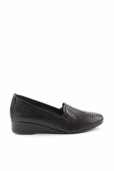 Bambi Schwarze Damenschuhe mit Keilabsatz aus echtem Leder K 01531199503