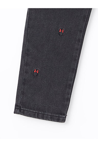 LC Waikiki Black Embroidered Girls' Jean Pants