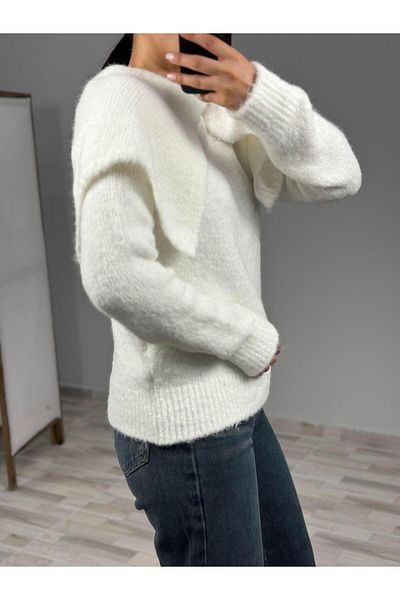 Qutu Butik 10652 Soft Textured Cover Detailed Stricked Sweater