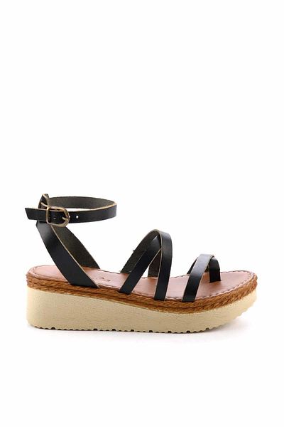 Bambi Black Leather Women's Sandals K05197111103