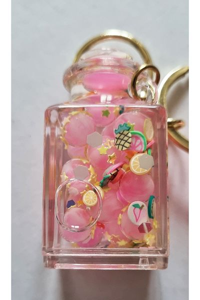Modellino Gift Kawaii Crystallized Watery Keychain Silicone Bracelet & Bag Ornament - Pink Candy Jar