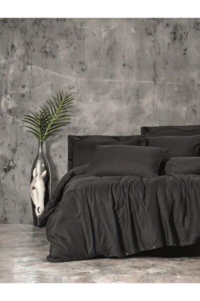 ZEMİRA HOME طقم سرير مزدوج من الساتان البامبو باللون الأسود