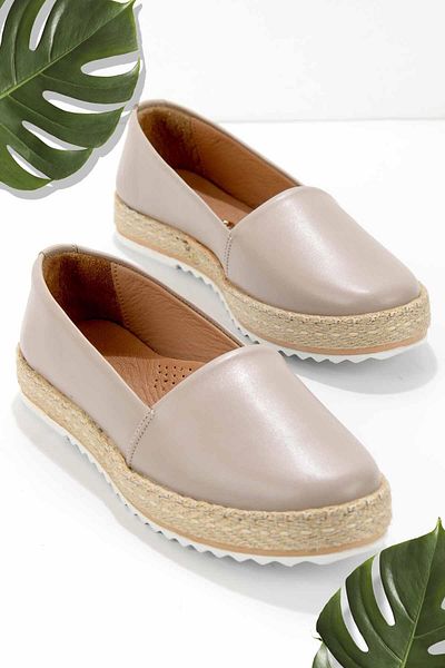 Bambi Light Sand Damen-Espadrille aus echtem Leder K 01582021803