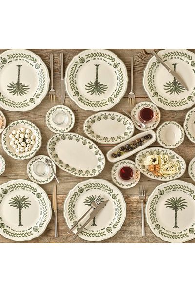 Bella Maison Alice Stoneware - 44 Pieces Green Breakfast Set for 6