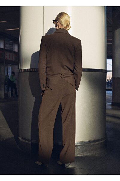 MANGO Woman Kemerli kumaş pantolon