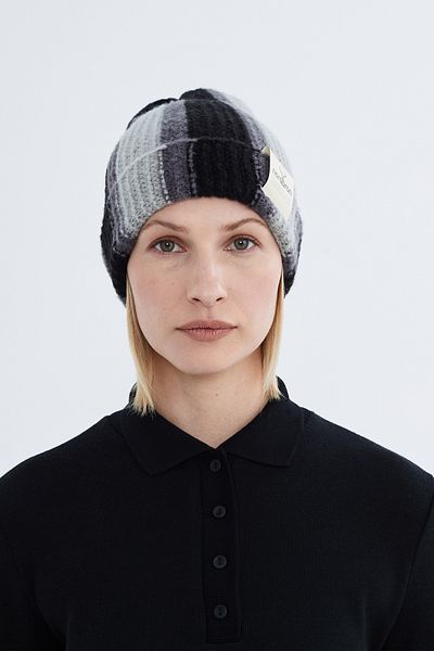 Nordbron Black Acrylic Block Soft Knitwear - Stretchy Fold Winter Basic Line with Logo